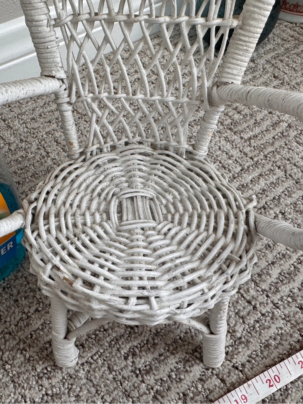 Vintage children’s large doll rattan furniture chair